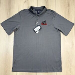 NEW Devon & Jones CrownLux Graphite Polo‎ Shirt Men L Wildcat Logo Moisture-Wick